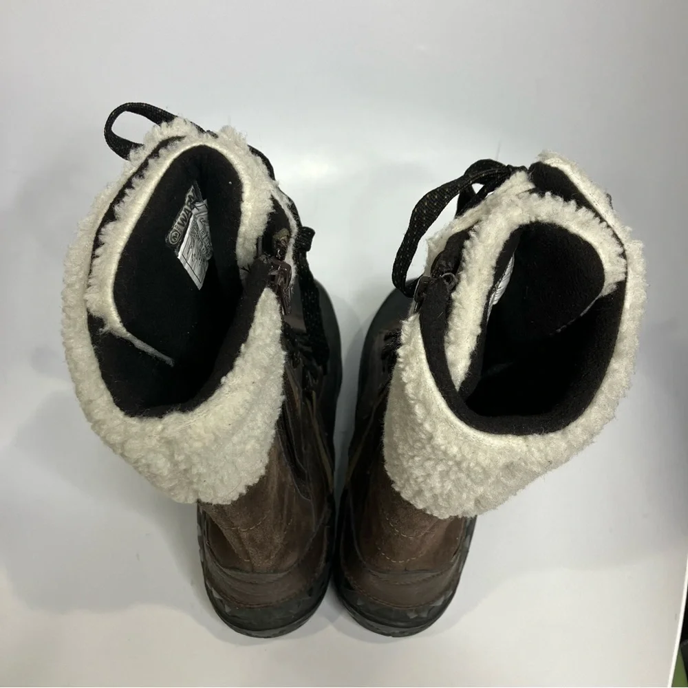 Merrell aurora tall ice plus waterproof winter boots brown black womens size 7.5